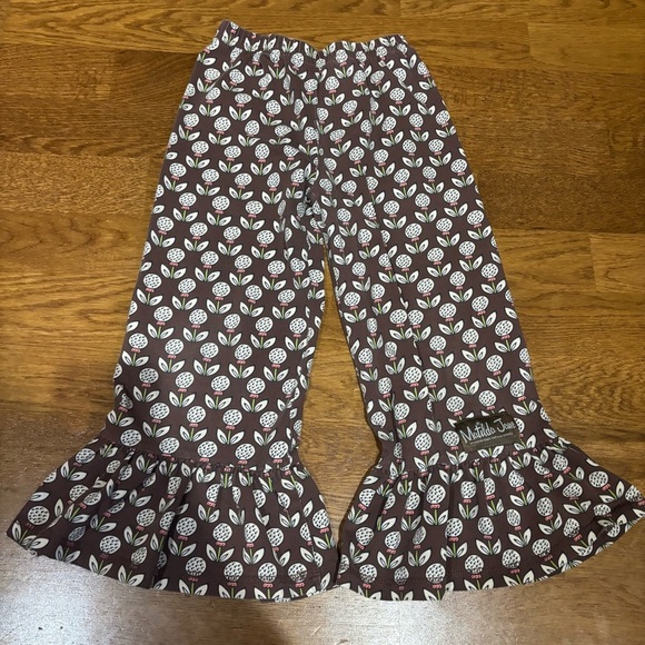 Matilda Jane secret fields brown ruffle  bell bottom floral print girls size 6 - Picture 1 of 7
